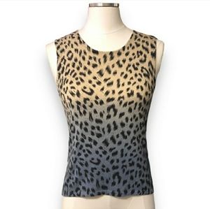 ROBERTO CAVALLI Ombre Leopard Cashmere Blend Knit Tank